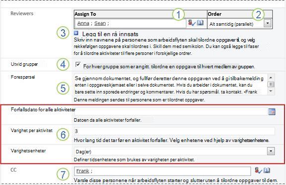 Initieringsskjema med nummererte forklaringer