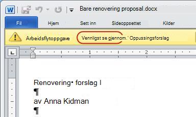 Teksten Godkjenn i meldingsfeltet i elementet