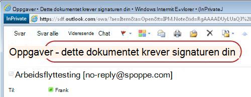 Identifisering av tekst i oppgavevarsel