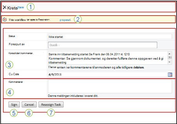 Oppgaveskjema med alternativer markert