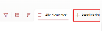Skjermbilde av kommandoen Legg til visning på kommandolinjen.