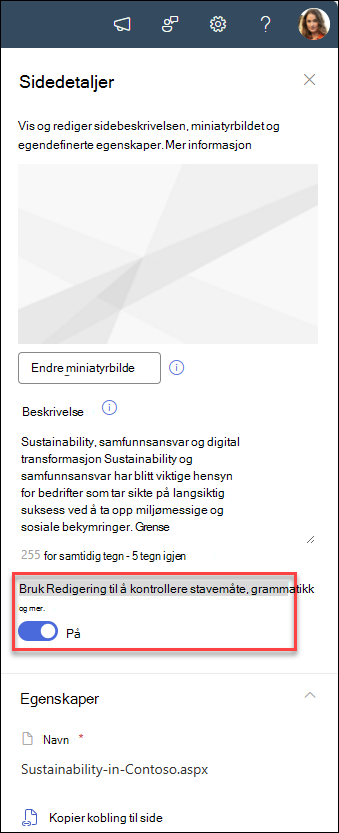 Skjermbilde av veksleknappen for redigering av eller på