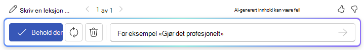 Skjermbilde av alternativlinjen etter bruk av Utkast med Copilot i Word