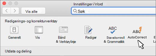 Word for Mac autokorrekturknapp