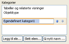 En ny egendefinert kategori i navigasjonsruten