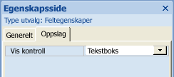 Egenskapen Vis kontroll i spørringsutforming