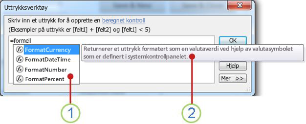 IntelliSense-rullegardinlisten og et hurtigtips.