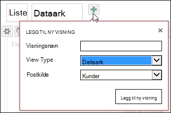 Dialogboksen Legg til ny visning
