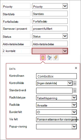 Flere egenskaper for en kombinsjonslistekontroll