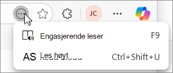 Skjermbilde av Rullegardinmeny for Flere handlingsknapper i Microsoft Edge.