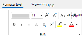 Formater tekstgruppe i Outlook.