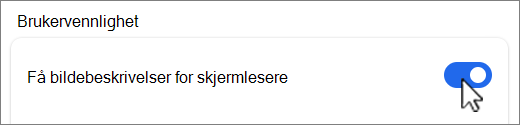 Skjermbilde av knappen Hent bildebeskrivelser.