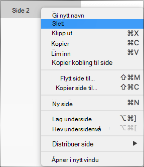 Slette en side i OneNote for Mac