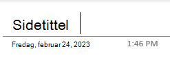 Tekstfeltene for sidetittelen på en side i OneNote for Windows 10.