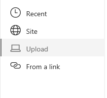 Skjermbilde av utvalg av filplassering i Sharepoint.