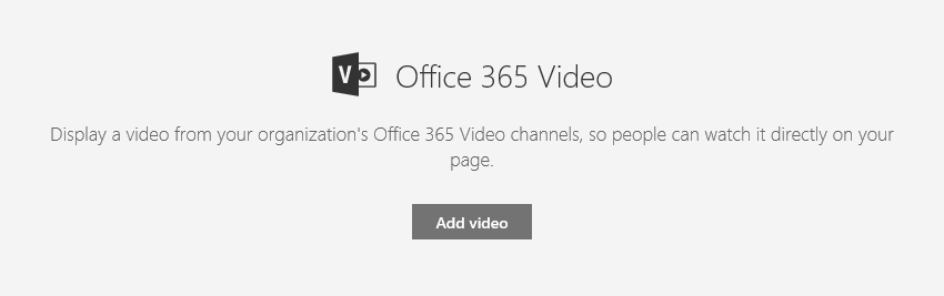 Skjermbilde av dialogboksen Legg til Office 365-video i SharePoint.