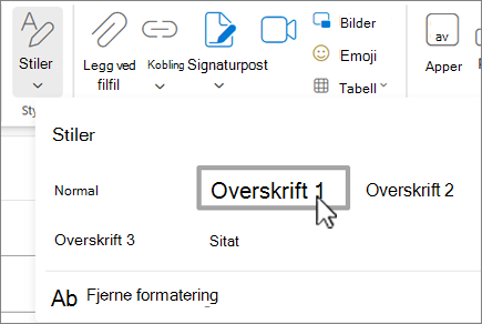 Stiler-menyen i Outlook på nettet.
