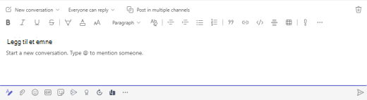 Feltet Legg til emnetekst i Microsoft Teams.