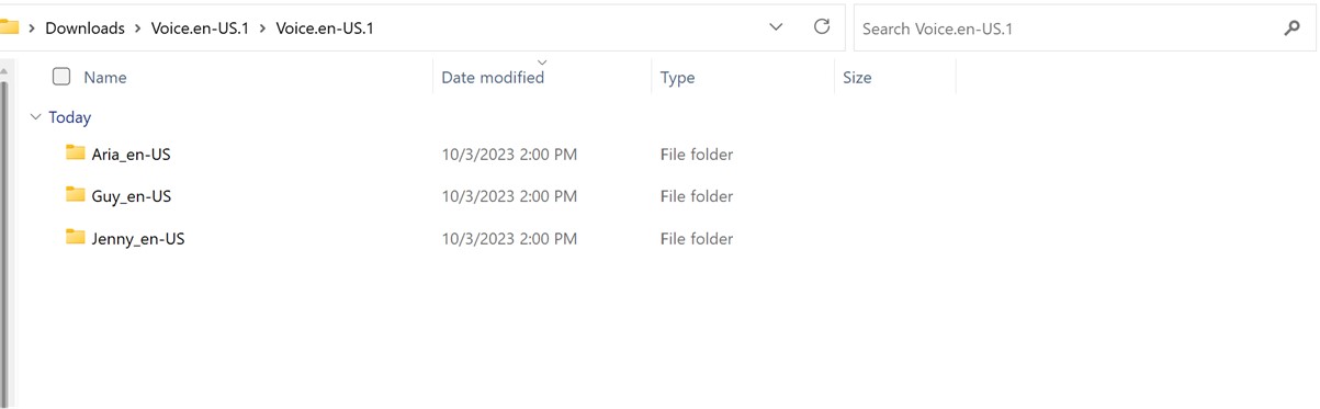 Mappe som er pakket ut av talepakken.