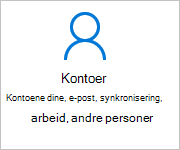 Kontoer på Innstillinger-skjermen