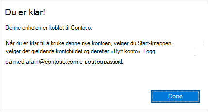 Skjerm for alt du har angitt
