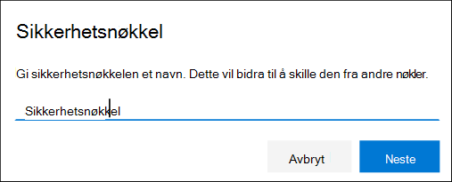 Sikkerhetsinformasjonsside som navngir sikkerhetsnøkkelen