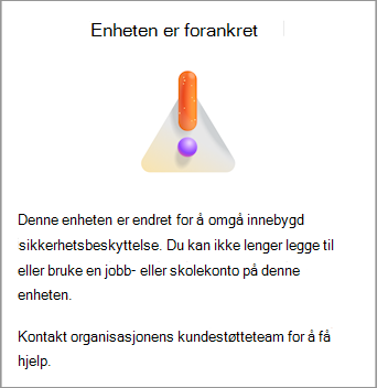 Et skjermbilde som viser at enheten din er forankret feil i Microsoft Authenticator på Android.