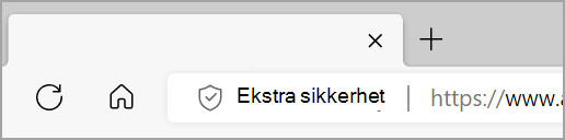 La til sikkerhetsvisninger til venstre for adresselinjen i Microsoft Edge når forbedret sikkerhet er aktivert for et nettsted.