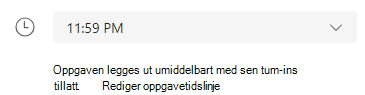 Rediger tidslinje for oppgaven
