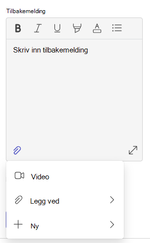 Skjermbilde av tilbakemelding.