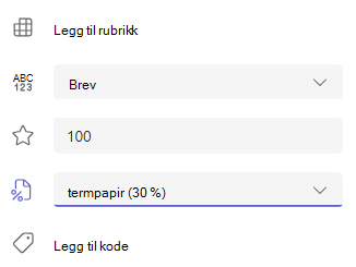 Skjermbilde av karaktersetting.
