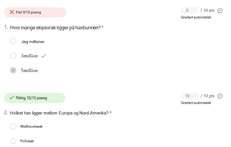 Skjermbilde av karaktereksempelene.