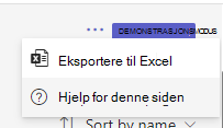 Skjermbilde som viser eksportalternativet.