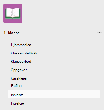 Skjermbilde som viser innsikt.