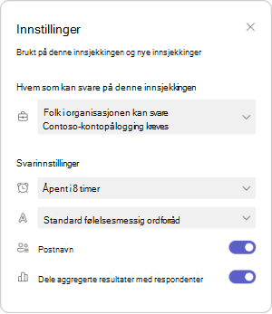 Administrere innsjekkingsinnstillinger