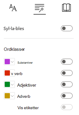Skjermbilde av ordklasser.