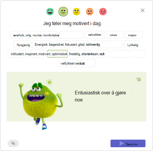 Svar på innsjekking – velg et følelsesmonster