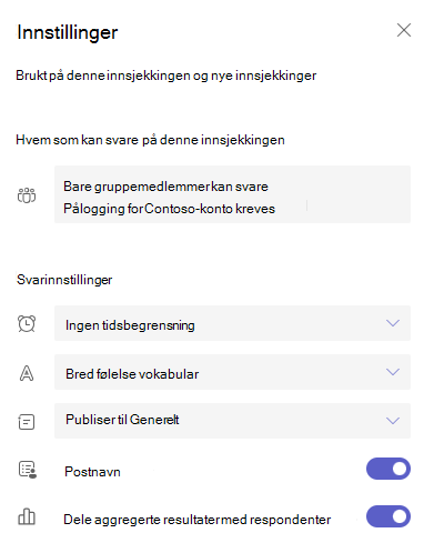 Skjermbilde av innstillinger.