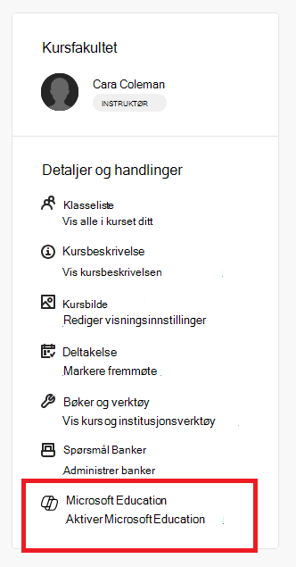 Bøker og verktøy aktiverer Microsoft Education-element