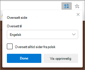 Microsoft Oversetter-panel som viser statusen for oversettelsen.