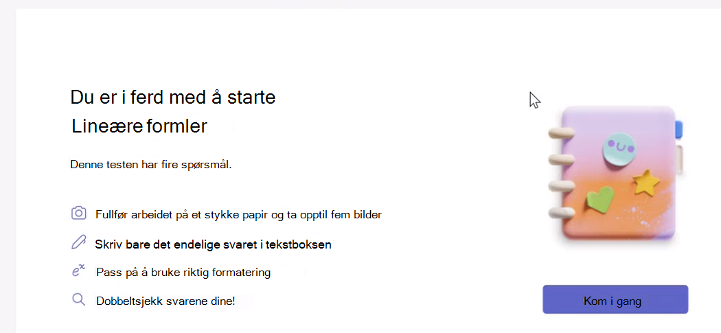 Skjermbilde av startdialogboksen.