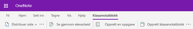 Skjermbilde av Klassenotatblokk-fanen i OneNote på nettet