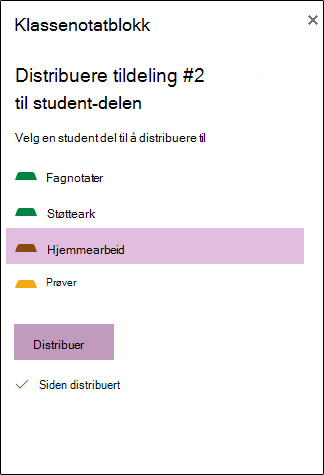 Eksempel på distribuert tildeling i OneNote på nettet