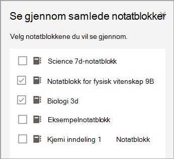 Skjermbilde av notatblokk som skal gjennomgås.