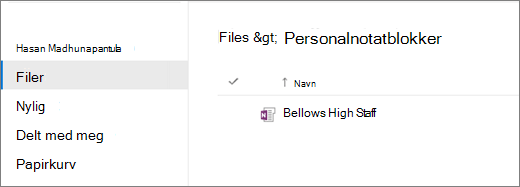 Skjermbilde av personalnotatblokker.