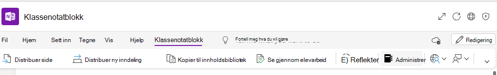 Skjermbilde av behandle notatblokker.