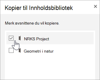 Velg inndelinger du vil kopiere.