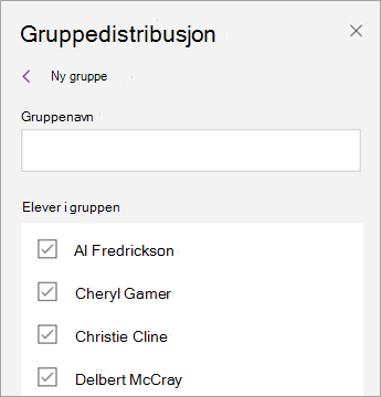 Merk av i avmerkingsboksene ved siden av elevnavnene.
