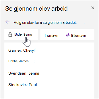 Velg Sidelåsing.