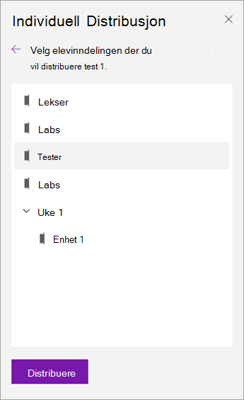 Velg en notatblokkinndeling.
